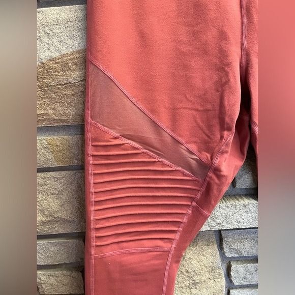 Zella Autumn High Waist Moto Ankle Leggings Coral Orange Mesh XL - Picture 4 of 11
